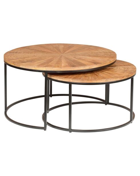 2 Tables basses rondes gigognes manguier solaris naturel