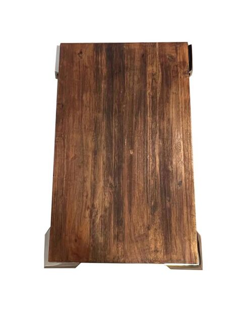Table basse rectangulaire opium acacia stainless marron - 130x120x35 cm