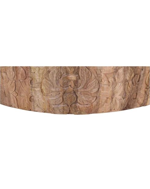 Table basse ronde sculptée offre m&m naturel - D.89x43 cm