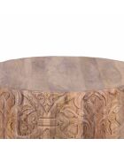 Table basse ronde sculptée offre m&m naturel - D.89x43 cm