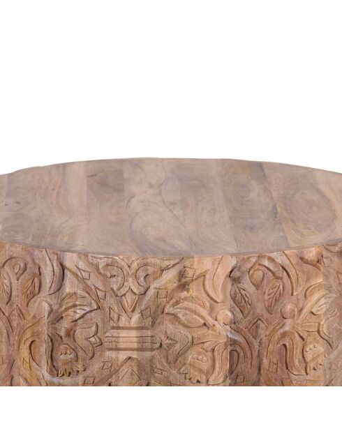 Table basse ronde sculptée offre m&m naturel - D.89x43 cm