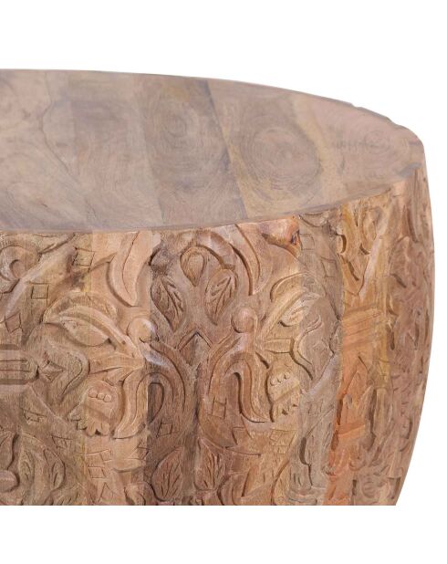 Table basse ronde sculptée offre m&m naturel - D.89x43 cm