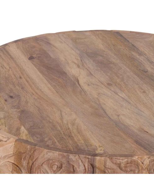 Table basse ronde sculptée offre m&m naturel - D.89x43 cm