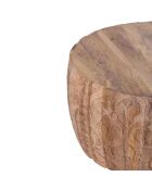 Table basse ronde sculptée offre m&m naturel - D.89x43 cm