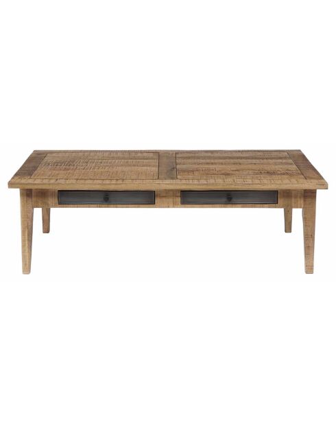 Table basse 4 tiroirs manguier farm brun/miel - 130x80x40 cm