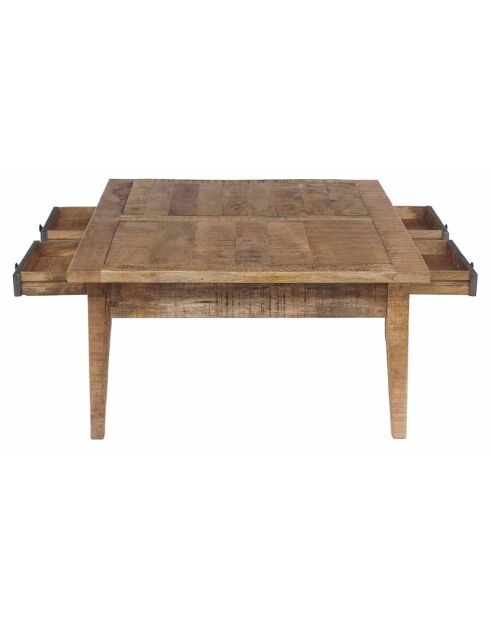 Table basse 4 tiroirs manguier farm brun/miel - 130x80x40 cm