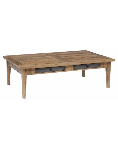 Table basse 4 tiroirs manguier farm brun/miel - 130x80x40 cm
