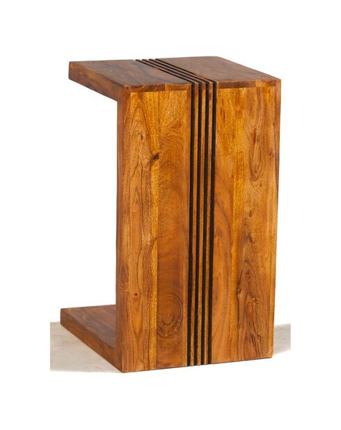 Bout de canapé en acacia massif strié marron - 35x35x60 cm