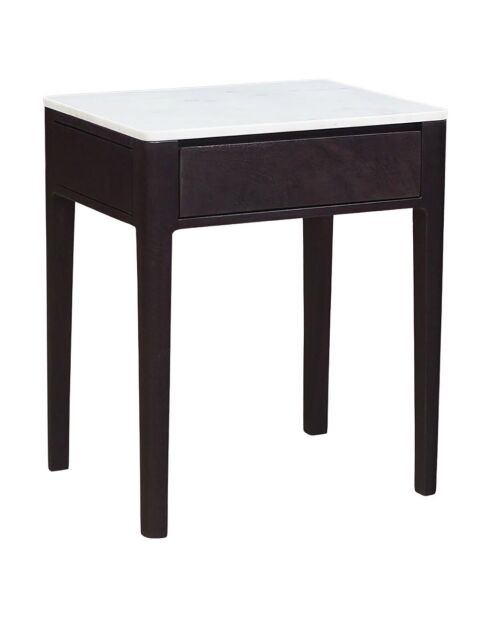 Bout de canapé plateau marbre tiroir manguier amsterdam marron - 50x40x60 cm