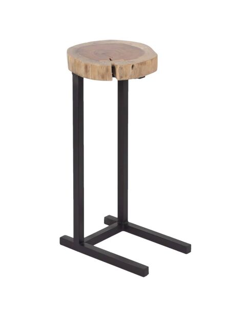 3 Tables basses gigognes acacia et métal naturel - 38x38x70 cm