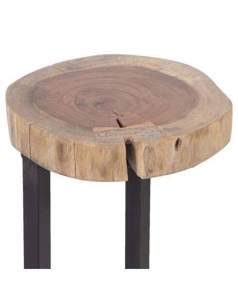 3 Tables basses gigognes acacia et métal naturel - 38x38x70 cm