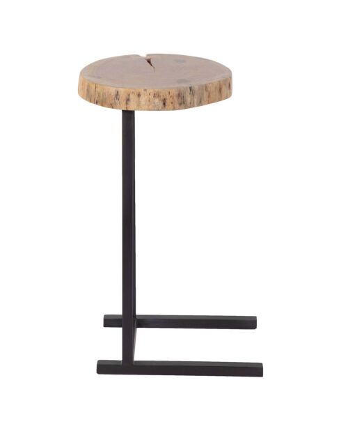 3 Tables basses gigognes acacia et métal naturel - 38x38x70 cm