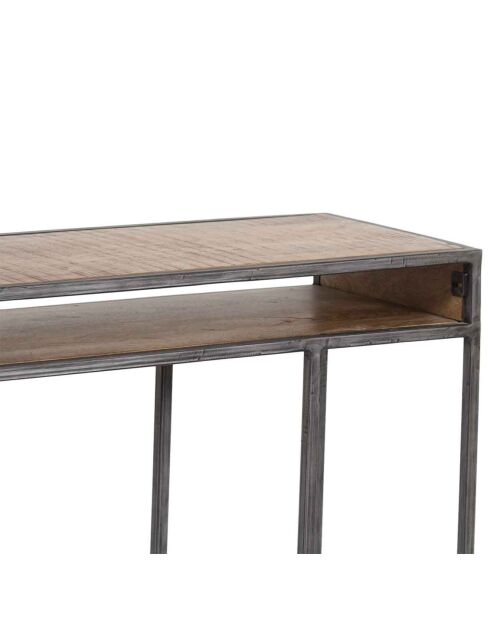 Table d'appoint bois et metal manguier stockholm naturel ciré - 70x30x70 cm
