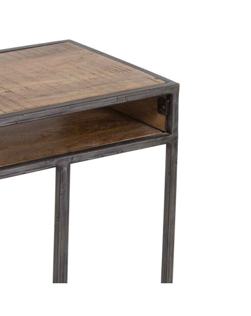 Table d'appoint bois et metal manguier stockholm naturel ciré - 70x30x70 cm