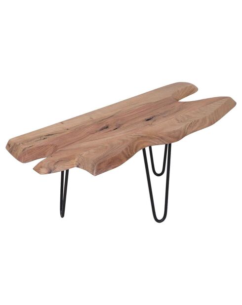 Table basse plateau bois brut acacia racine naturel - 100x40x40 cm