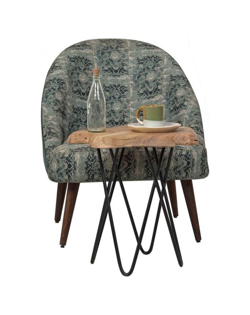 Bout de canapé plateau bois brut acacia racine naturel - 50x50x50 cm