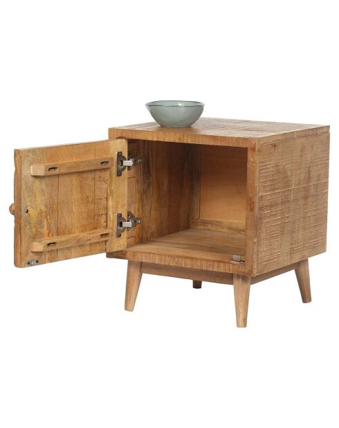 Chevet droit sculpté manguier floria marron - 42x45x50 cm