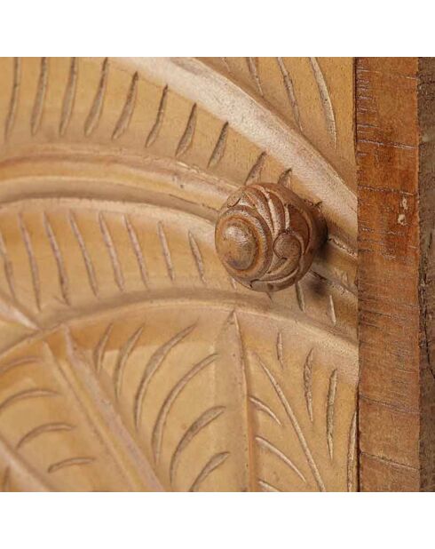 Chevet droit sculpté manguier floria marron - 42x45x50 cm