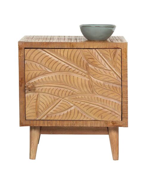 Chevet gauche sculpté manguier floria marron - 42x45x50 cm