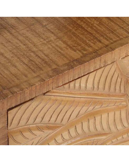 Chevet gauche sculpté manguier floria marron - 42x45x50 cm