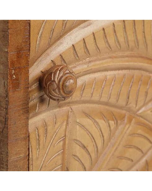 Chevet gauche sculpté manguier floria marron - 42x45x50 cm