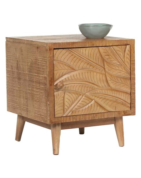 Chevet gauche sculpté manguier floria marron - 42x45x50 cm