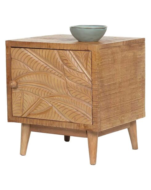 Chevet gauche sculpté manguier floria marron - 42x45x50 cm