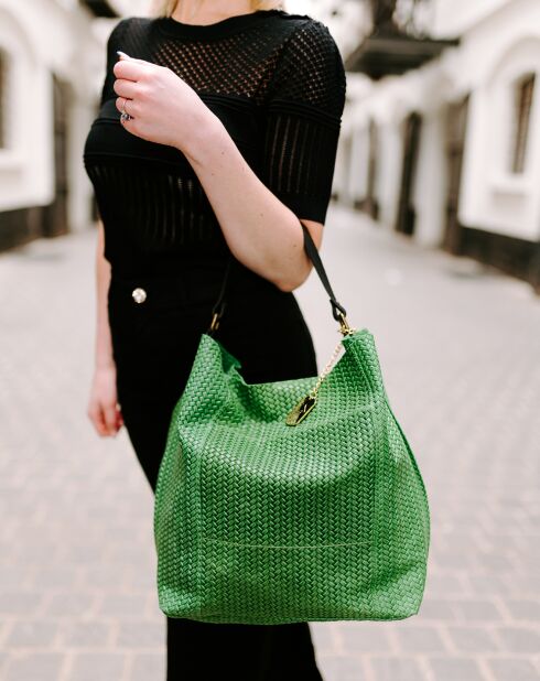 Sebastiana grüne Schultertasche aus Leder - 38x36x14 cm