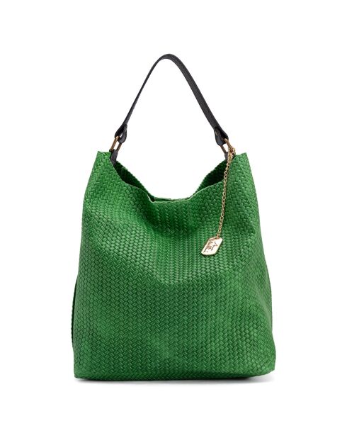 Sebastiana groene leren schoudertas - 38x36x14 cm