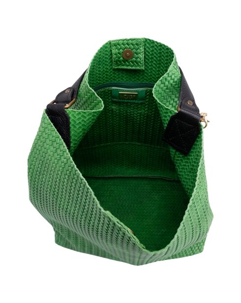 Sebastiana groene leren schoudertas - 38x36x14 cm