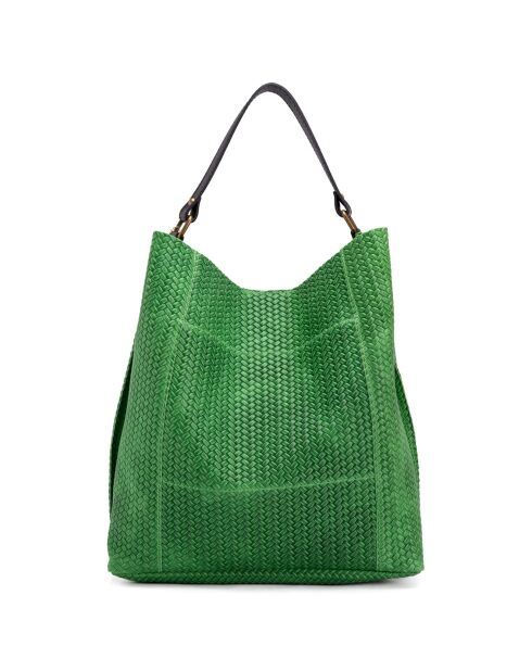 Sebastiana groene leren schoudertas - 38x36x14 cm