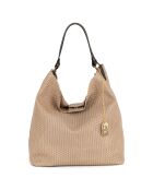 Sebastiana beige leren schoudertas - 38x36x14 cm