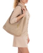 Sebastiana beige leren schoudertas - 38x36x14 cm