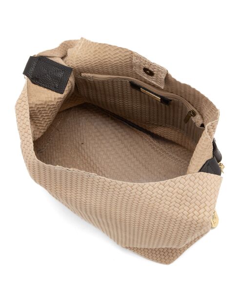 Sebastiana beige leren schoudertas - 38x36x14 cm