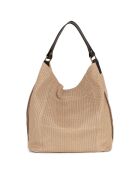 Sebastiana beige leren schoudertas - 38x36x14 cm