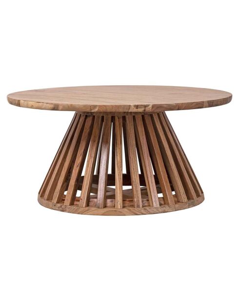 Table basse ronde bois massif acacia kfir naturel ciré - 86x86x40 cm