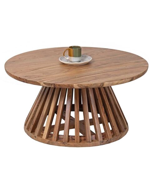 Table basse ronde bois massif acacia kfir naturel ciré - 86x86x40 cm