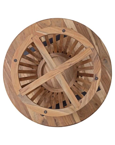 Table basse ronde bois massif acacia kfir naturel ciré - 86x86x40 cm