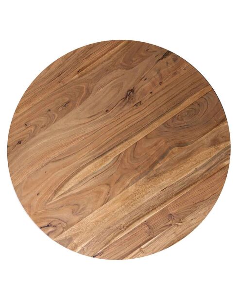 Table basse ronde bois massif acacia kfir naturel ciré - 86x86x40 cm