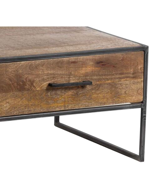 Table basse 2 tiroirs manguier stockholm naturel ciré - 120x60x40 cm