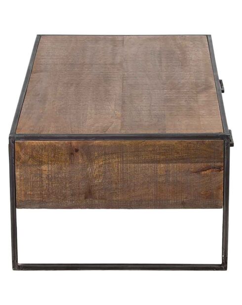 Table basse 2 tiroirs manguier stockholm naturel ciré - 120x60x40 cm