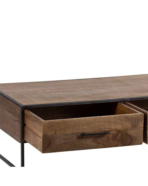 Table basse 2 tiroirs manguier stockholm naturel ciré - 120x60x40 cm