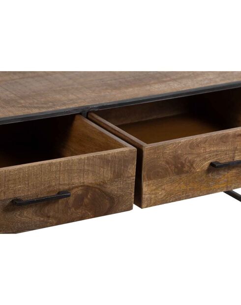 Table basse 2 tiroirs manguier stockholm naturel ciré - 120x60x40 cm