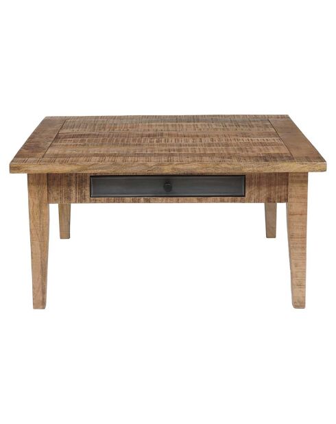 Table basse carrée 2 tiroirs manguier farm brun/miel - 80x80x40 cm