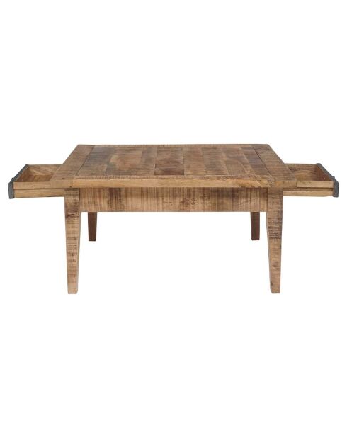Table basse carrée 2 tiroirs manguier farm brun/miel - 80x80x40 cm