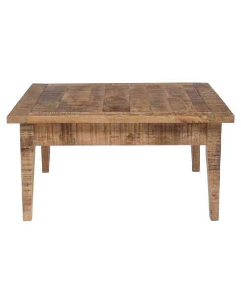Table basse carrée 2 tiroirs manguier farm brun/miel - 80x80x40 cm