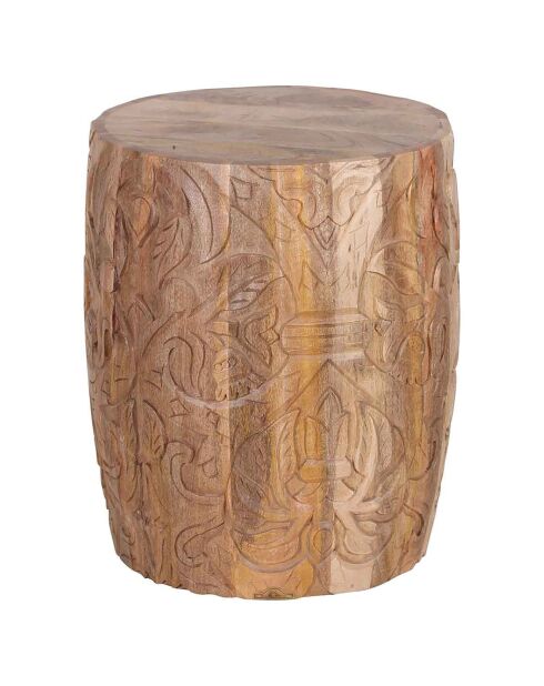 Bout de canapé sculpté marudai naturel - D.46x56 cm