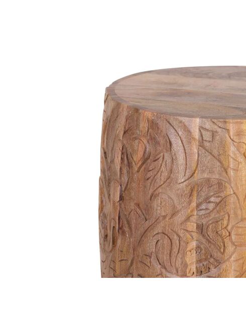 Bout de canapé sculpté marudai naturel - D.46x56 cm