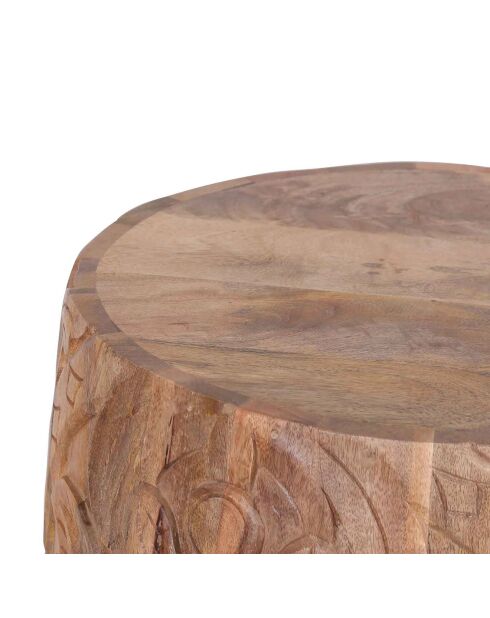 Bout de canapé sculpté marudai naturel - D.46x56 cm