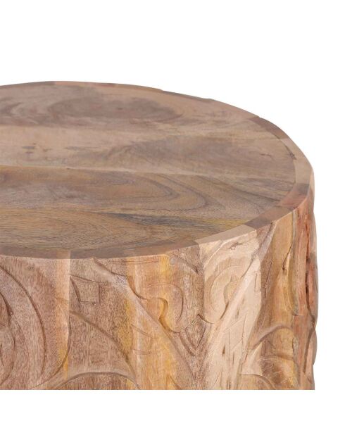 Bout de canapé sculpté marudai naturel - D.46x56 cm